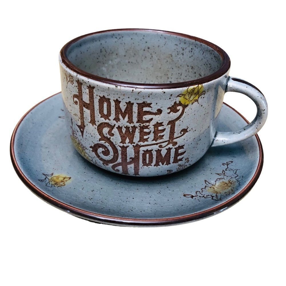 Vintage 1970s Japan “Home Sweet Home” Ceramic 20oz Mug & 7” Plate